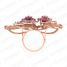 Lavish 14K Rose Gold Diamond Double Halo Cocktail Ring Sarafa Bazar India