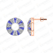 Modern Diamond Blue Stone Coin Drop Pendant in 14K Gold Sarafa Bazar India