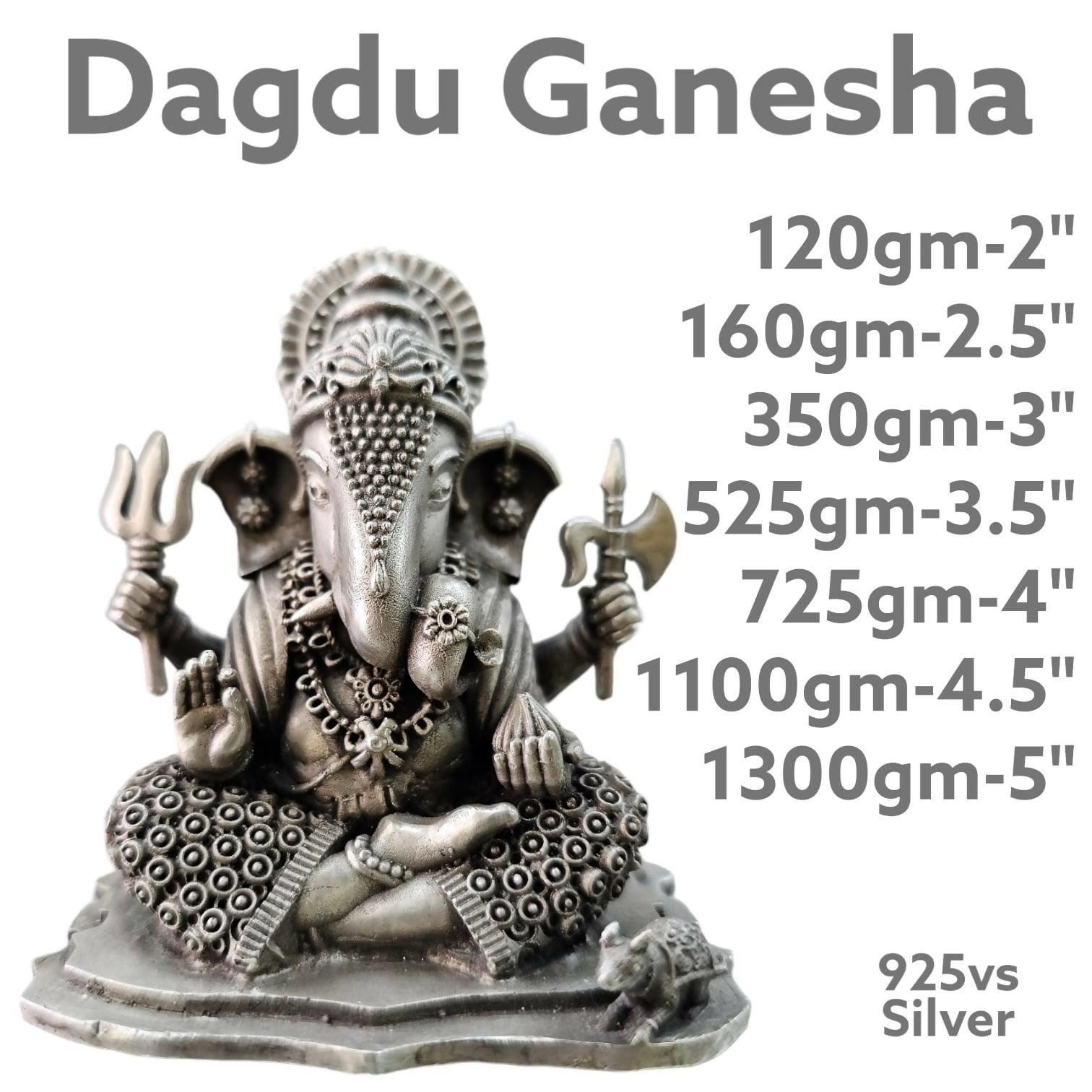 925 Silver Dagdu Ganesha Sarafa Bazar India