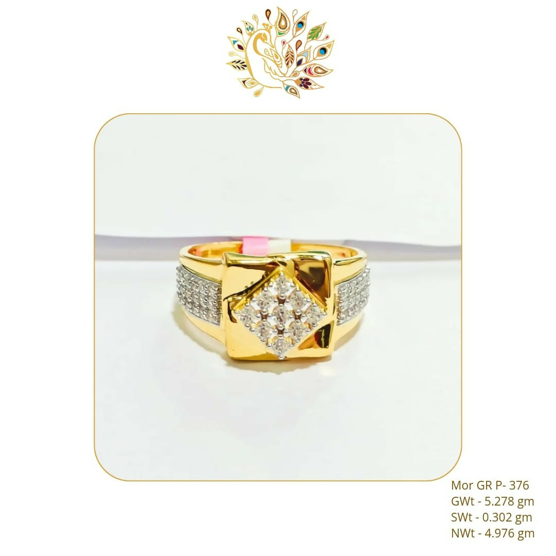 22kt Mor CZ Gents Ring Sarafa Bazar India