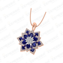 Unique 14K Rose Gold Blue Kite Cut Diamond Pendant Set Sarafa Bazar India