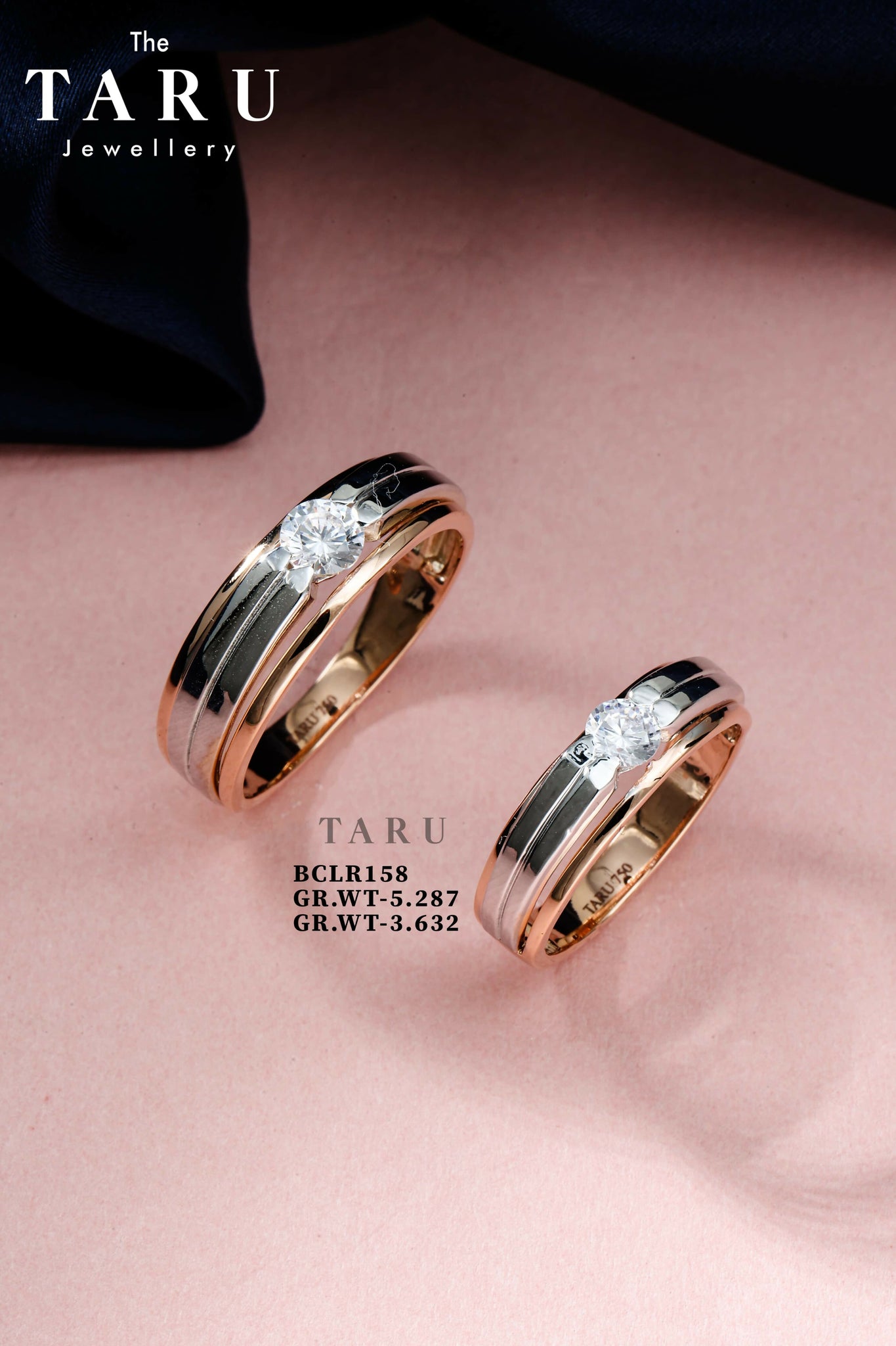 18kt Rose Gold Couple Band Sarafa Bazar India