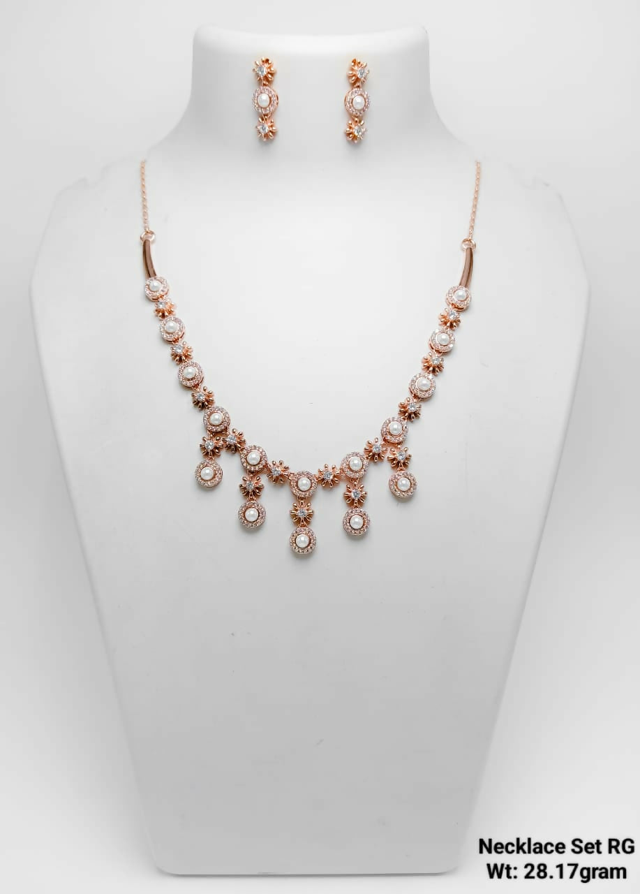 925 Silver Gold Plated Necklace Set Sarafa Bazar India