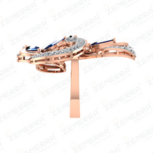 Unique 14K Rose Gold Diamond Ring - Peacock Design Sarafa Bazar India