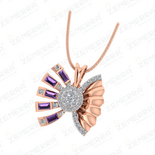 14KT Rose Gold Diamond Amethyst Pendant Necklace for Women Sarafa Bazar India