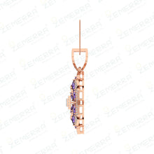 14K Gold Diamond Pendent Set With Purple Stone Sarafa Bazar India