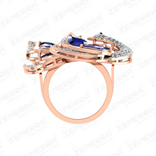Unique 14K Rose Gold Diamond Ring - Peacock Design Sarafa Bazar India