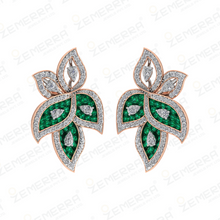 Elegant 14K Rose Gold Diamond Pendant Set With Green Stone Sarafa Bazar India