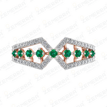 14KT Rose Gold Diamond and Emerald Finger Ring Sarafa Bazar India