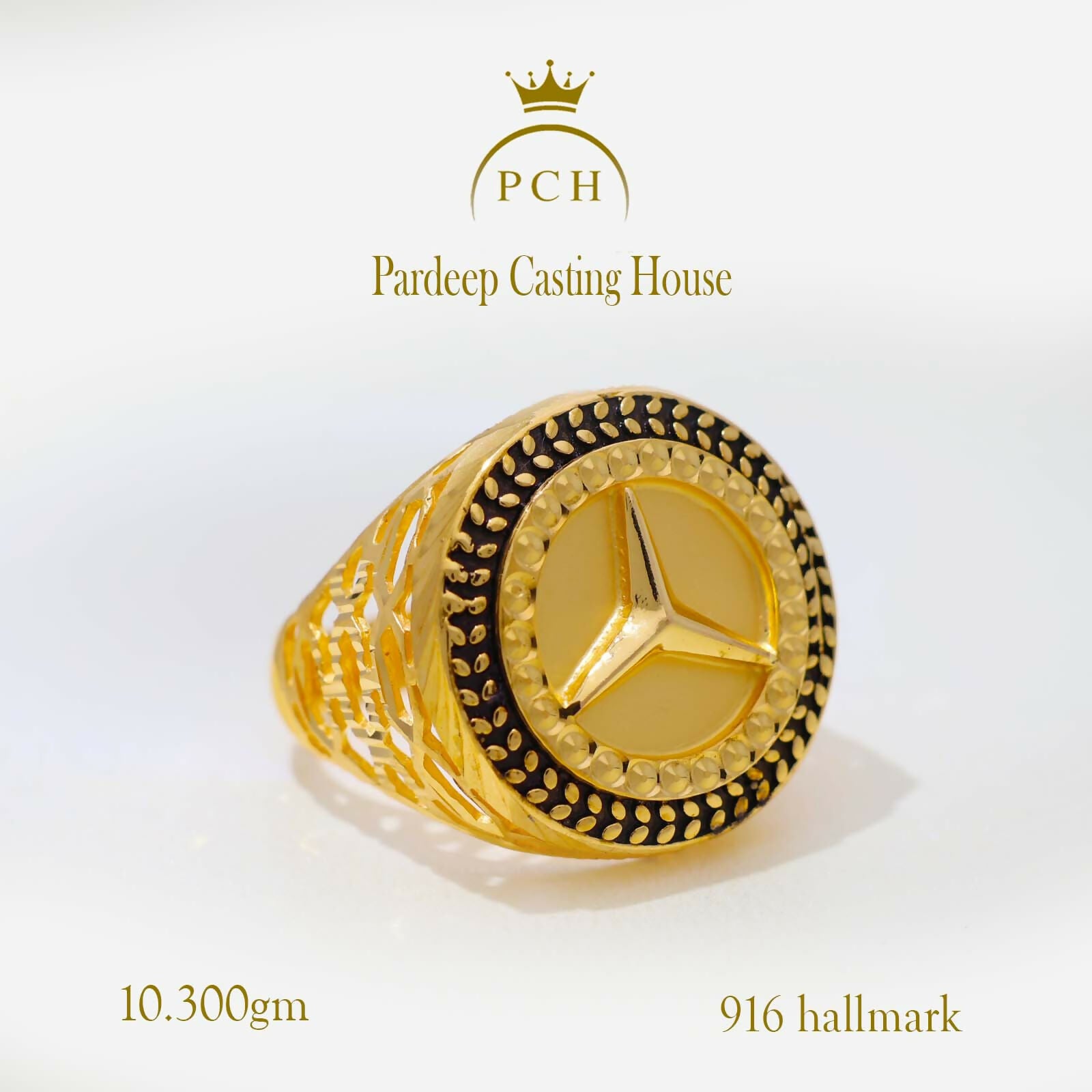 Mercedes Gold Plated Ring Sarafa Bazar India