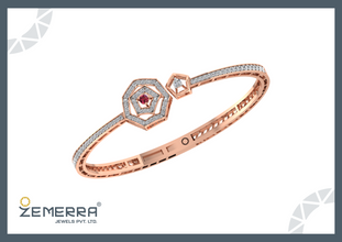 Hot Selling 14K Rose Gold Diamond Open Bangle Bracelets Sarafa Bazar India
