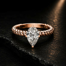Pear Cut Lab Grown Diamond Women's Ring 9Kt Rose Gold LR-73 Sarafa Bazar India