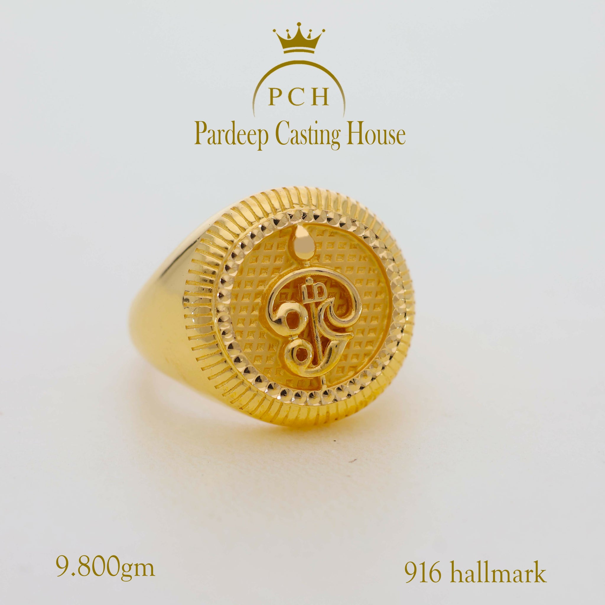 22Kt Gold Spiritual OM Ring For Men Sarafa Bazar India