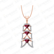 Modern 14K Rose Gold Diamond Ruby Pendant Set for Women Sarafa Bazar India