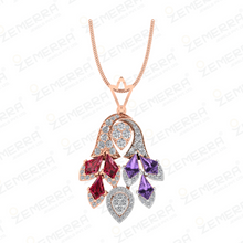 Chandelier Diamond Drop Pendant With Dual Color Stone in 14k gold Sarafa Bazar India