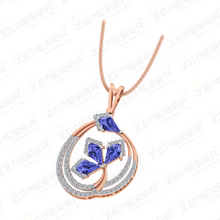Modern 14K Gold Diamond Kite Cut Stone Pendant Set
