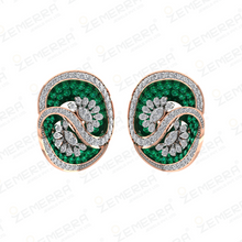 14K Gold Diamond Round dual swirl design Pendant Set Sarafa Bazar India