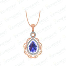14K Rose Gold Diamond Stylish Pendant Set Sarafa Bazar India