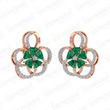 High Quality 14K Gold Diamond Green Floral Pendant Set Sarafa Bazar India