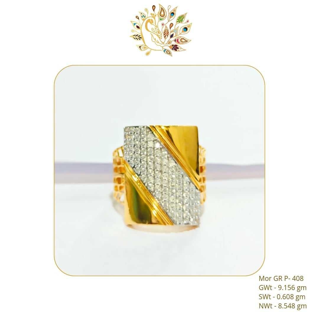 22kt Mor CZ Gents Ring Sarafa Bazar India