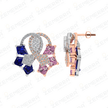 14K Rose Gold Diamond Pendant Set With Two Color Stone Sarafa Bazar India