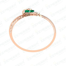 14k Rose Gold Diamond Bracelets With Green Stone Sarafa Bazar India
