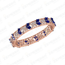 14K Rose Gold Diamond Studded Bangles With Saphhire Stone Sarafa Bazar India