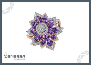 14K Gold Diamond Floral Rings - New Design Sarafa Bazar India