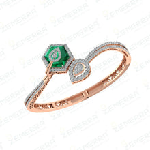 14k Rose Gold Diamond Bracelets With Green Stone Sarafa Bazar India