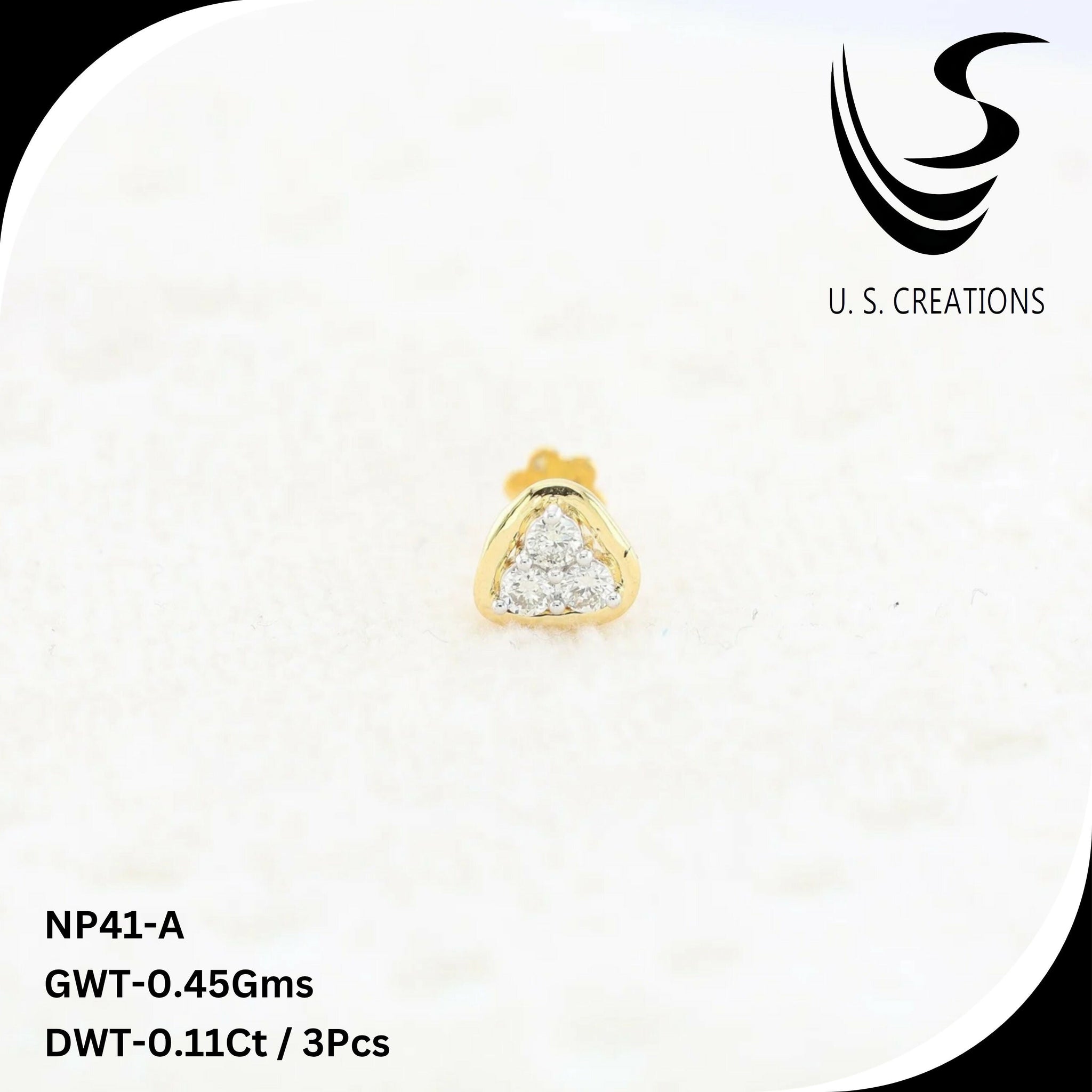 Delicate Gold & Diamond Nose Pin -NP-41-A Sarafa Bazar India