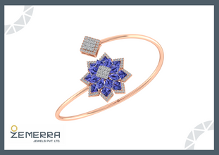 14K Gold Diamond Bracelet Star-shaped Floral Design Sarafa Bazar India