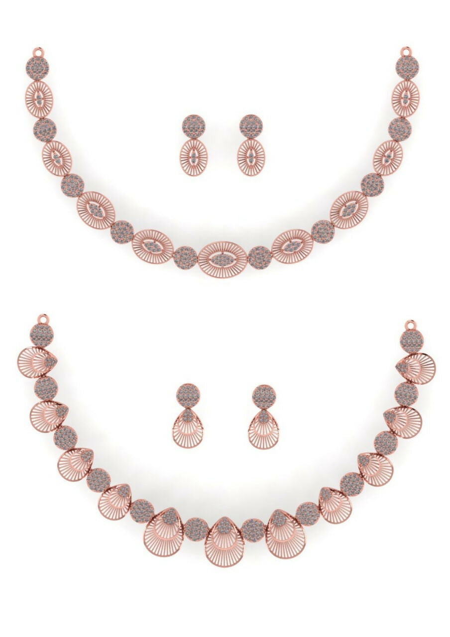 Rose Gold CZ Necklace Sarafa Bazar India