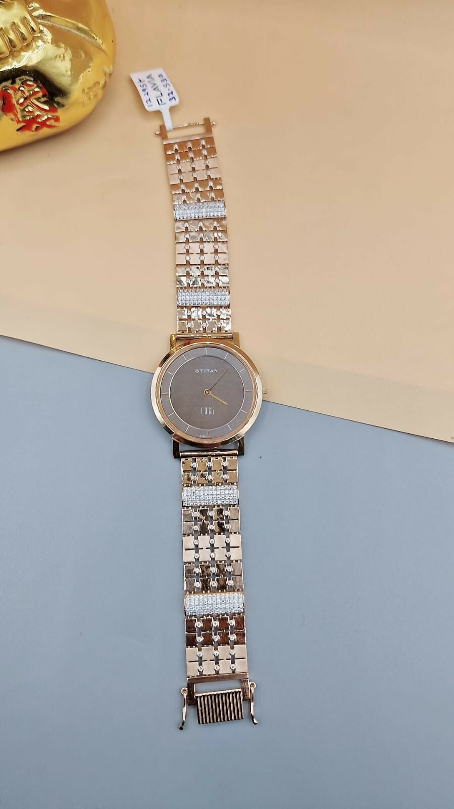 Rose Gold CZ Gents Watch Sarafa Bazar India