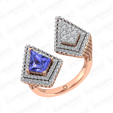 Kite-Shaped Tanzanite Center Stone in 14KT Rose Gold Sarafa Bazar India