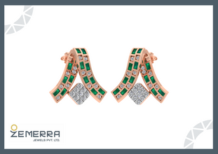 Modern 14K Gold Diamond Split Ribbon Stud Earring Sarafa Bazar India