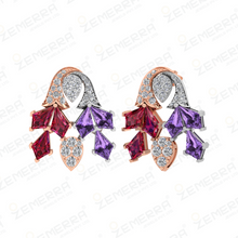 Chandelier Diamond Drop Pendant With Dual Color Stone in 14k gold Sarafa Bazar India