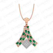 Classic 14K Rose Gold Diamond Split Ribbon Pendant Set Sarafa Bazar India