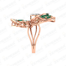 Lavish 14K Gold Diamond Butterfly Shape Ring Design Sarafa Bazar India
