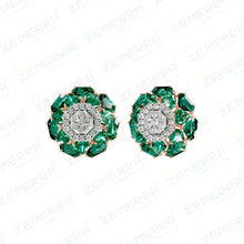 14K Rose Gold Diamond Pendent Set With Green Stone Sarafa Bazar India