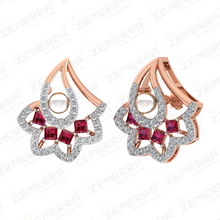 Trendy 14K Rose Gold Diamond Floral Cluster Pendant Sarafa Bazar India