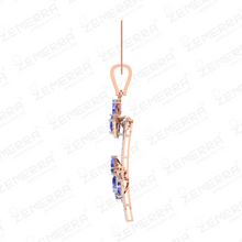 Geometric Diamond Pendant With Blue Color 14K Gold Sarafa Bazar India