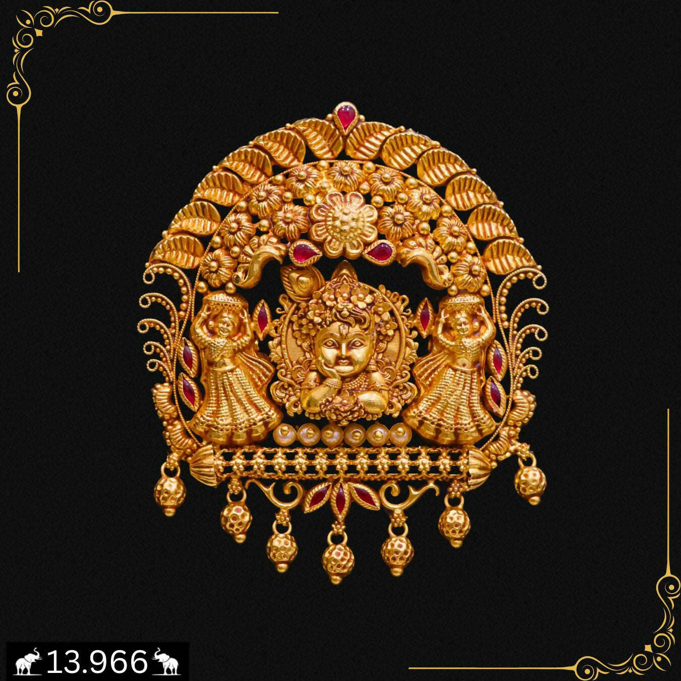 Antique Temple Pendant Set Sarafa Bazar India