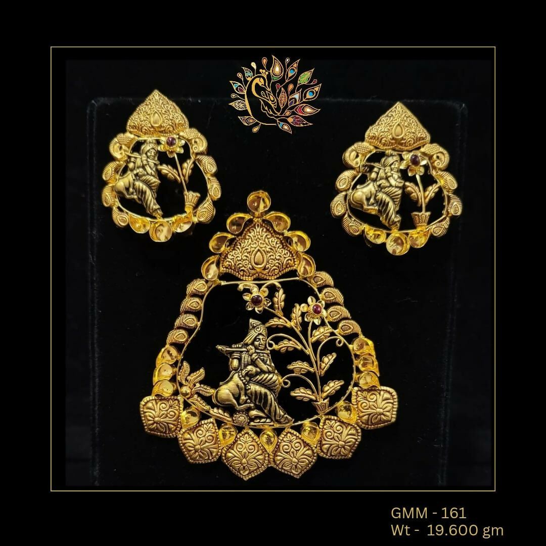 22kt Antique Ghat Pendant set Sarafa Bazar India