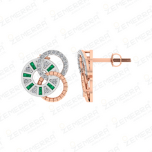 14K Rose Gold Diamond & Green Stone Circle Pendant Sarafa Bazar India