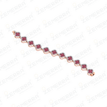 14K Rose Gold Diamond Ruby Floral Bracelet Sarafa Bazar India