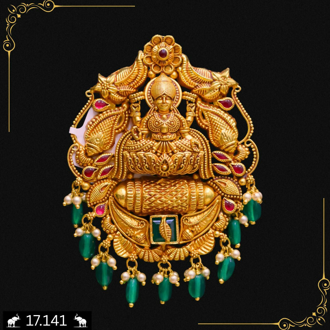 Antique Temple Pendant Set Sarafa Bazar India