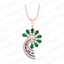 Elegant 14K Rose Gold Diamond Dual Colorstone Pendant set Sarafa Bazar India