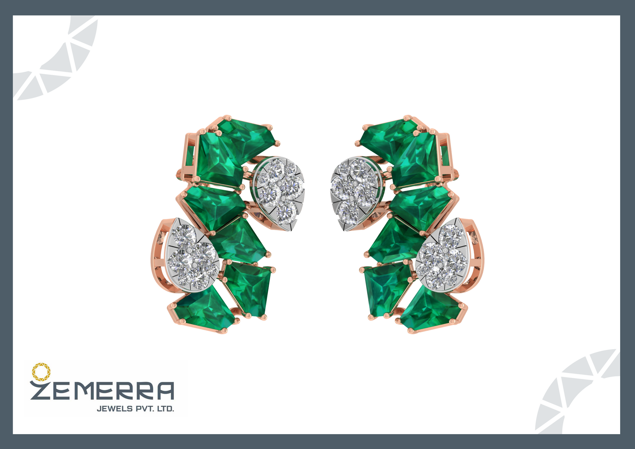 Natural Gemstone Stud Earrings in 14K Rose Gold Sarafa Bazar India