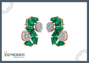 Natural Gemstone Stud Earrings in 14K Rose Gold Sarafa Bazar India