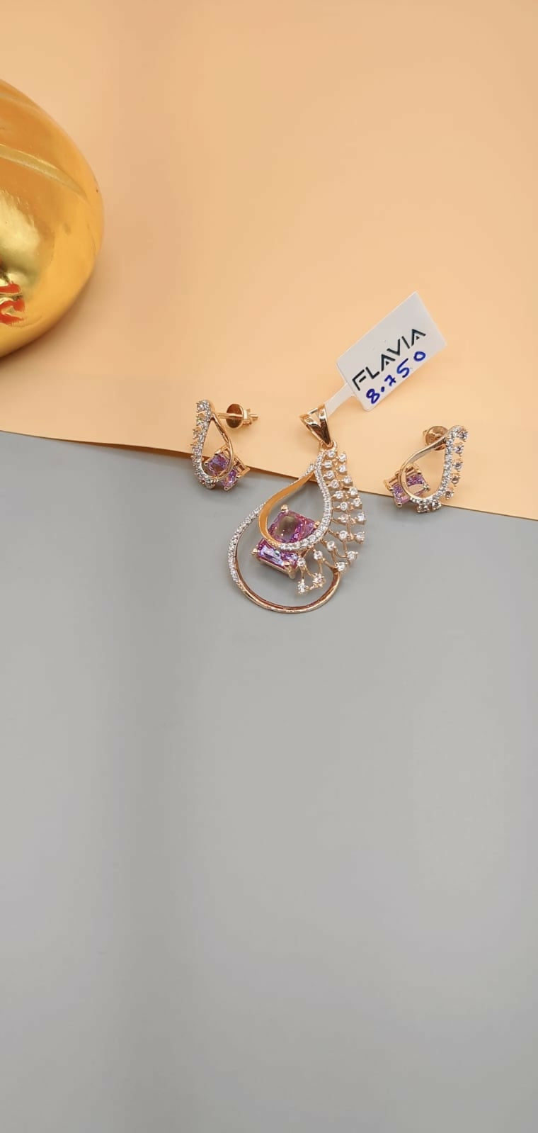 18kt Rose Gold Pendant Set Sarafa Bazar India